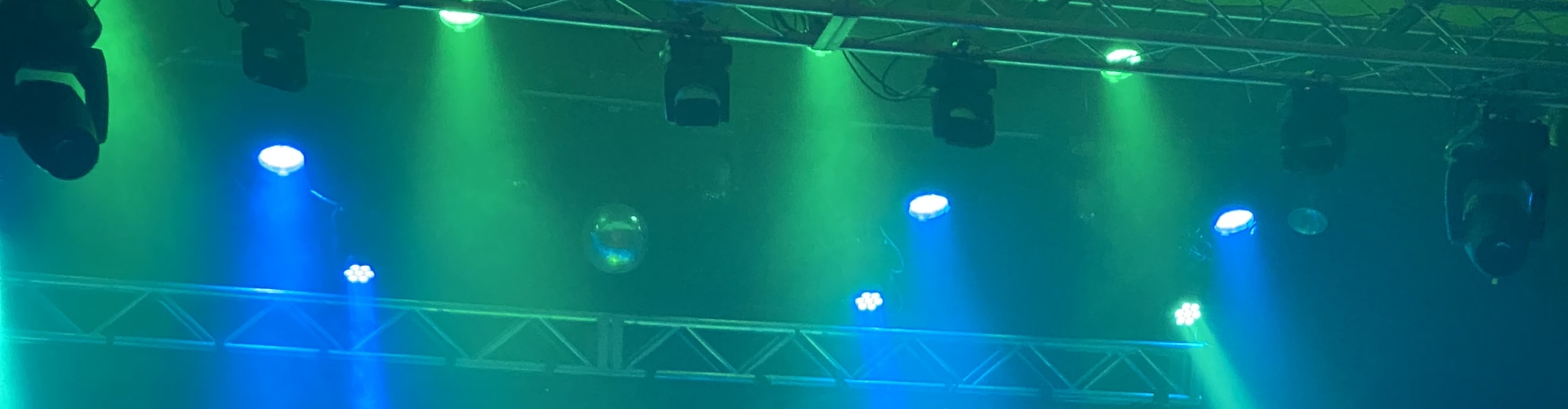 blue and green theater stage lights Kansas City