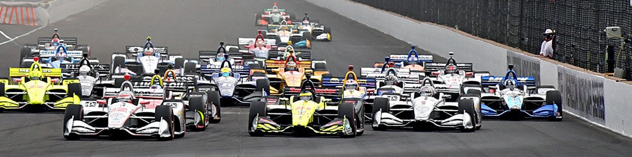 indy cars racing to through the start line Kansas City